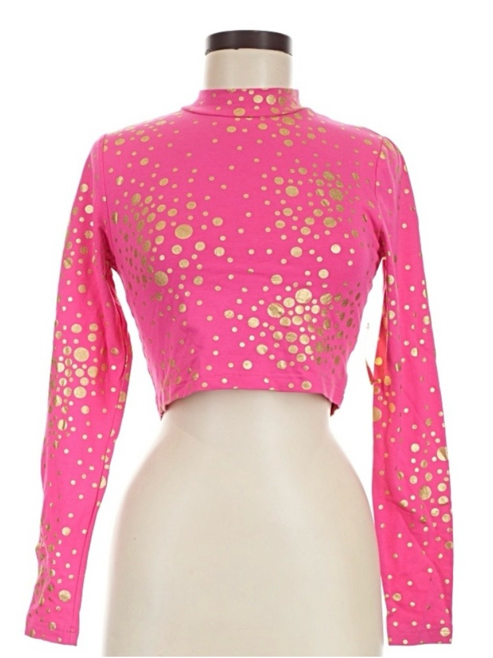 Nicki Minaj Pink Crop Top with Gold Dot Print / Juniors